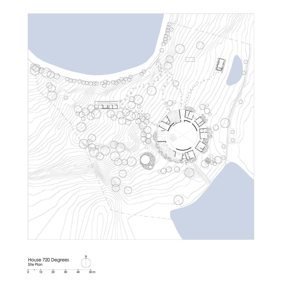 Plano de situación. Casa 720 Grados por Fernanda Canales. 