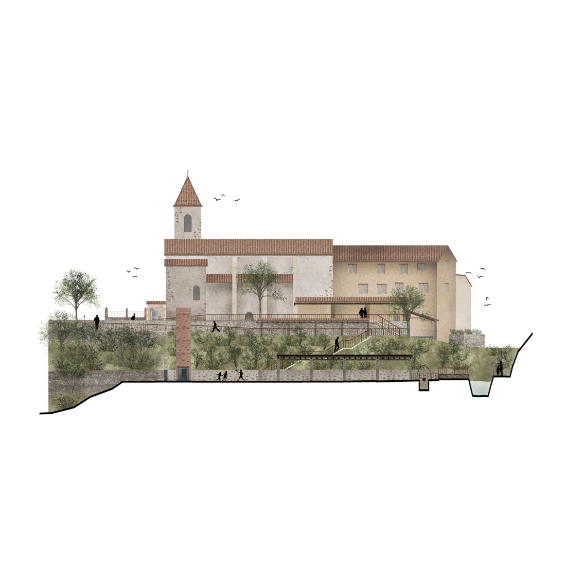 Section with textures. "Font del Rector" by Carles Enrich Studio.