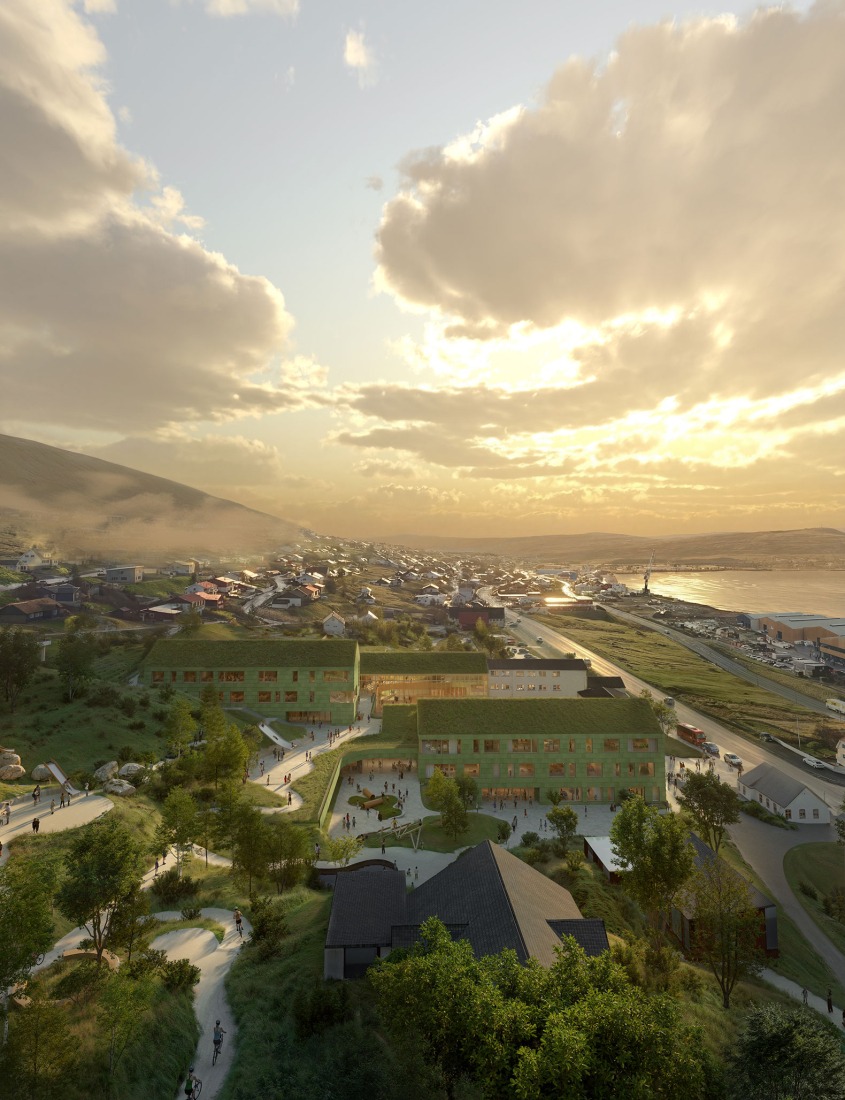 Glyvra School by Henning Larsen. Rendering courtesy of Henning Larsen. 