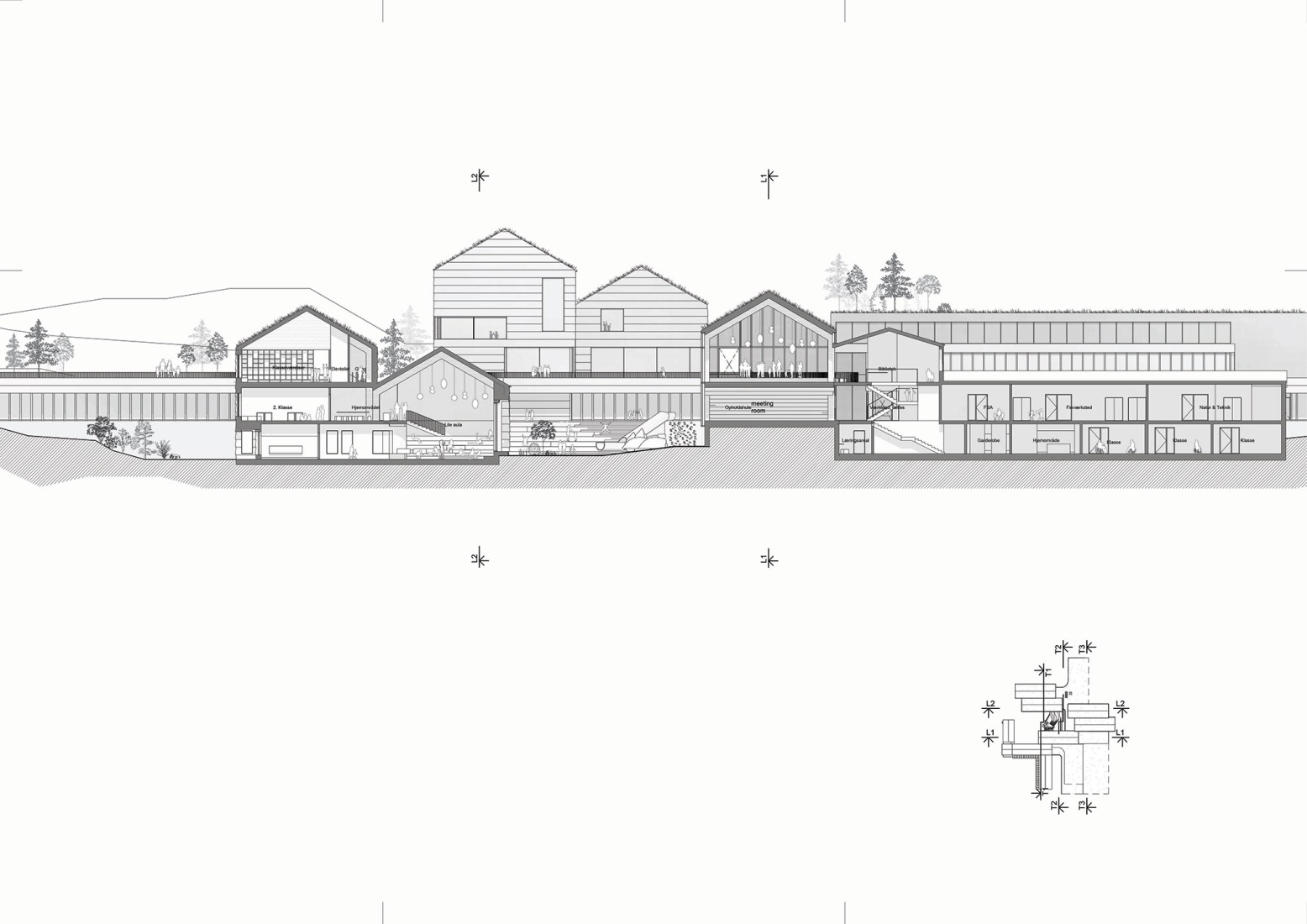 Section. Glyvra School by Henning Larsen.