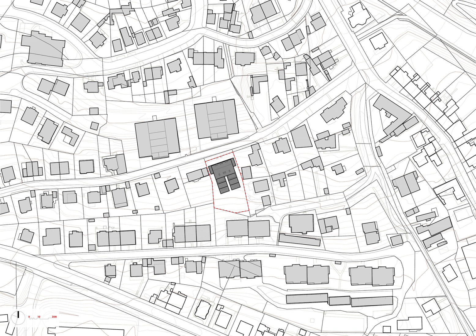 Site plan. "Krč Terraced Twins" by Martin Cenek Architecture. 