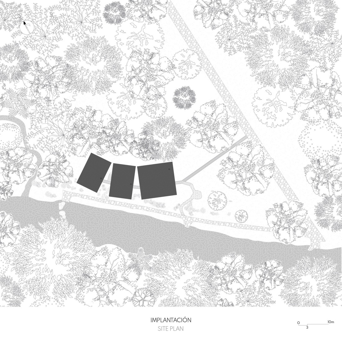 Site plan. "Hoguera de Madera" by Mestizo Estudio Arquitectura.