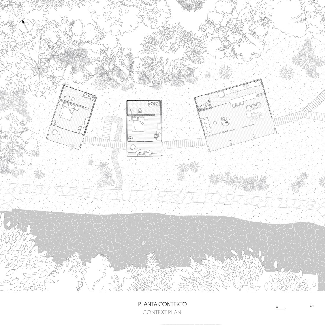Site plan. "Hoguera de Madera" by Mestizo Estudio Arquitectura.