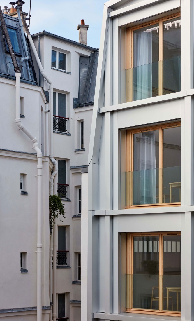 Conversion of a car park into a social housing residence by NZI Architectes. Photograph by Frédéric Delangle. 