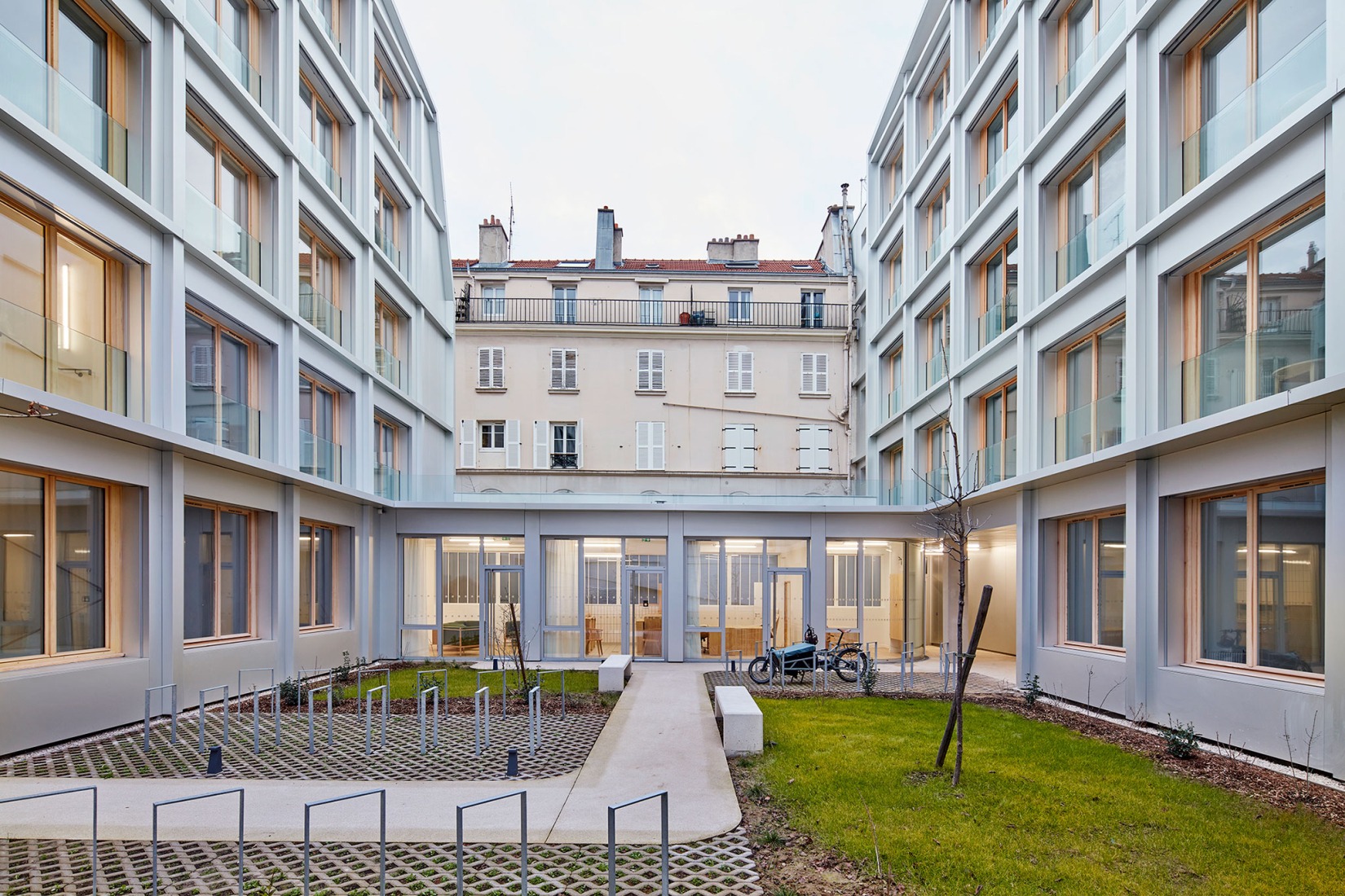 Conversion of a car park into a social housing residence by NZI Architectes. Photograph by Frédéric Delangle. 