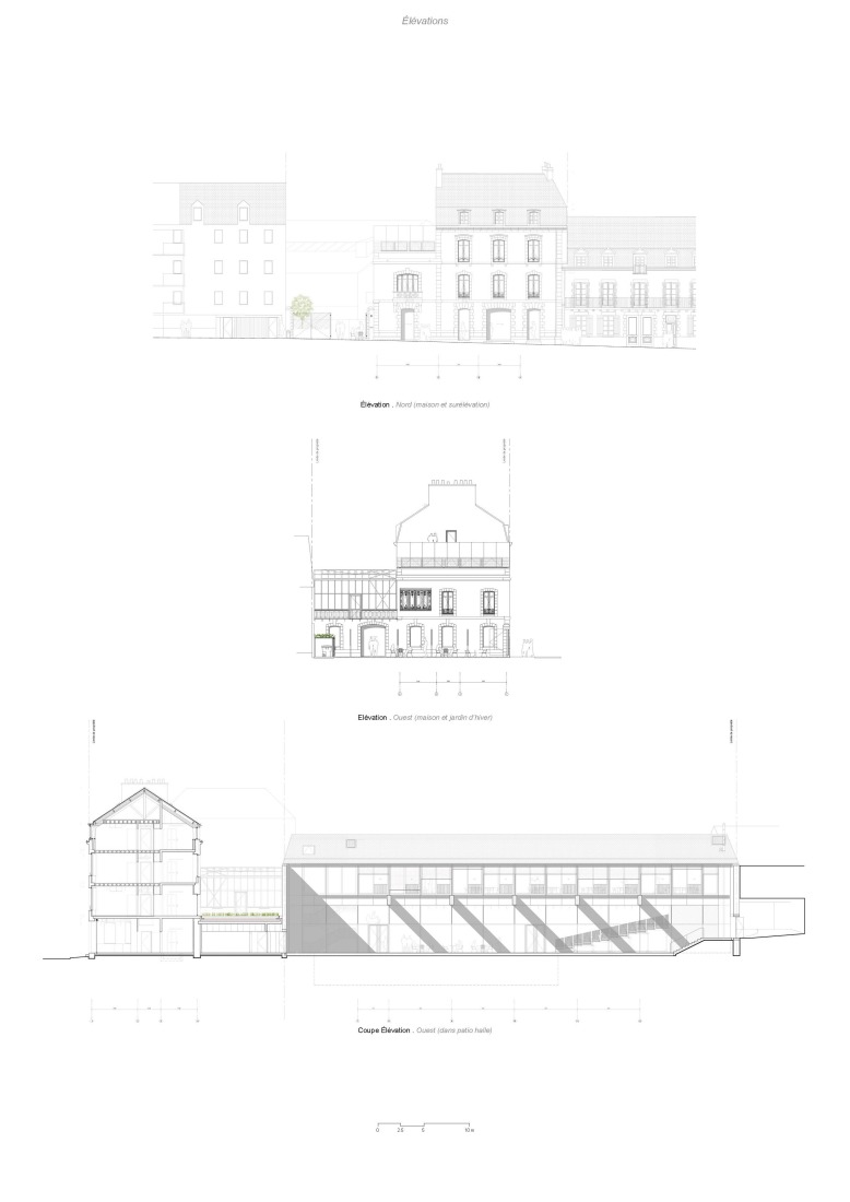 Elevations / Section. "Third Place Flow" by Office Zola architectes. 