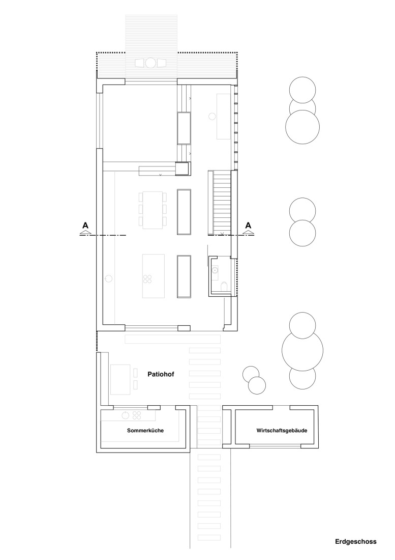 Ground floor plan. JES House by Rommel, Wagenpfeil Architekten.