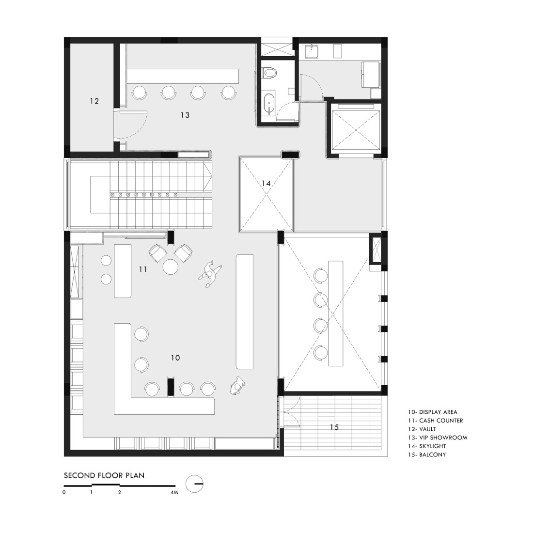 Second floor plan. "Fluted Volume" by Studio UF+O.