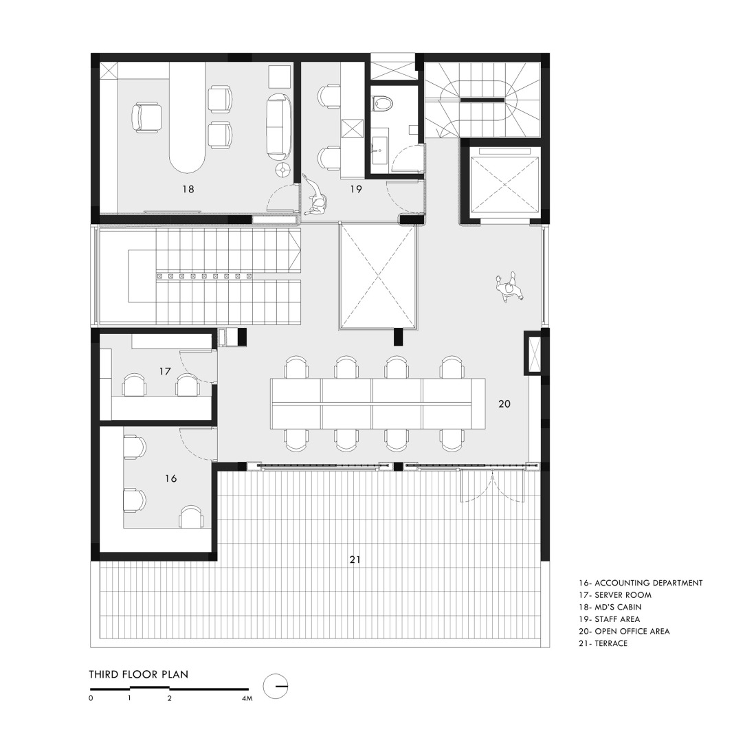 Third floor plan. "Fluted Volume" by Studio UF+O.