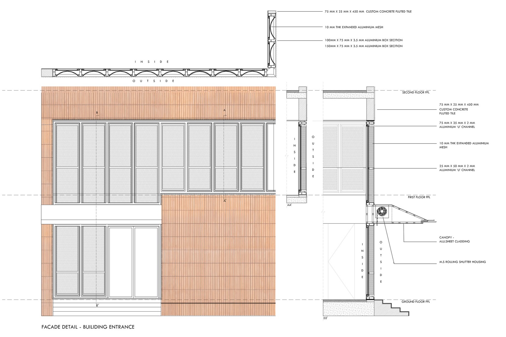 Facade detail. "Fluted Volume" by Studio UF+O. 