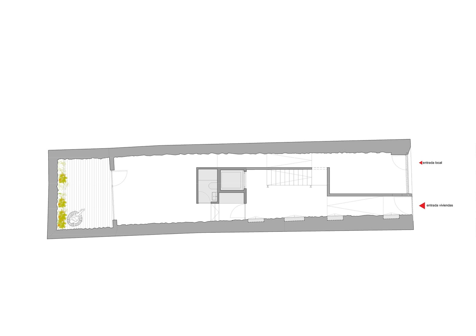 Plano de planta baja. Sustitución de 4 viviendas por Josean Ruiz Esquíroz.