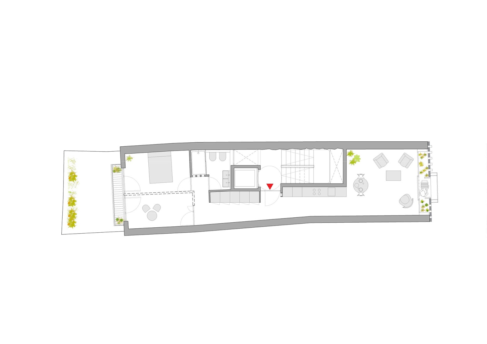 Plano de primera, segunda y tercera planta. Sustitución de 4 viviendas por Josean Ruiz Esquíroz.