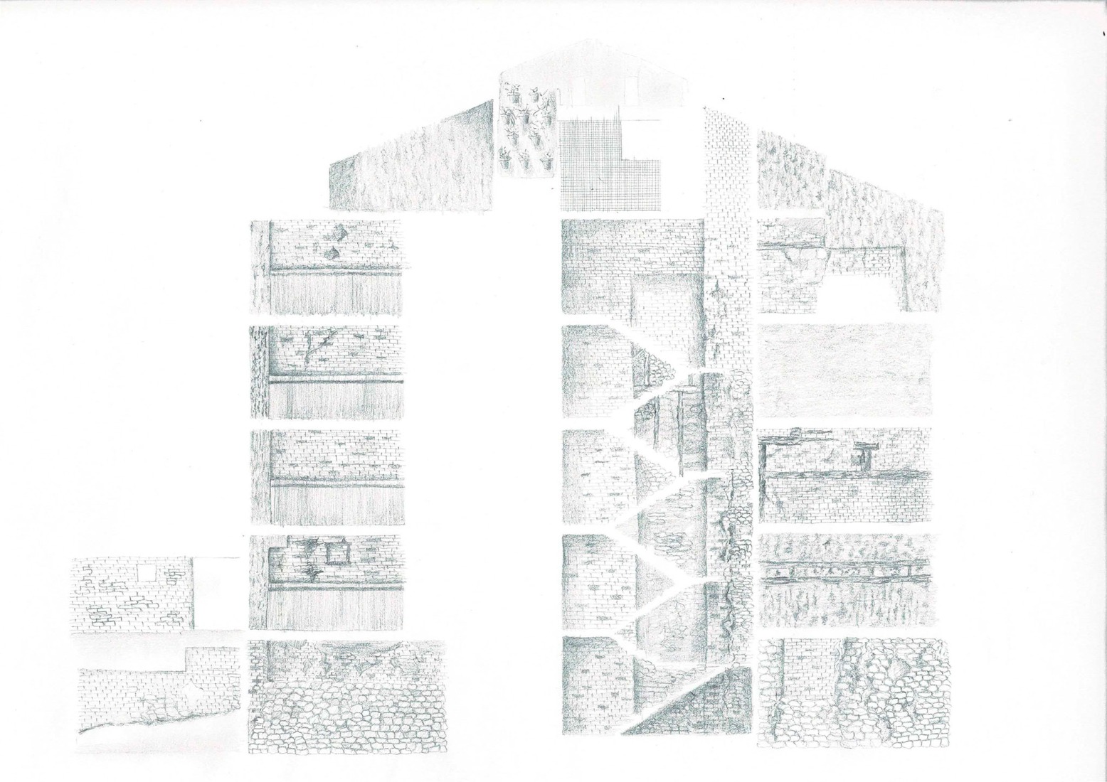 Sección de texturas. Sustitución de 4 viviendas por Josean Ruiz Esquíroz.