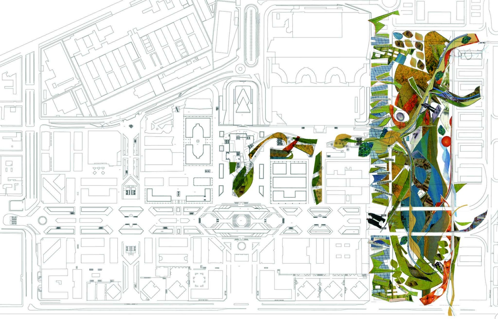 Site plan. Centro Direzionale, Naples Underground Central Station by Benedetta Tagliabue - EMBT Architects.
