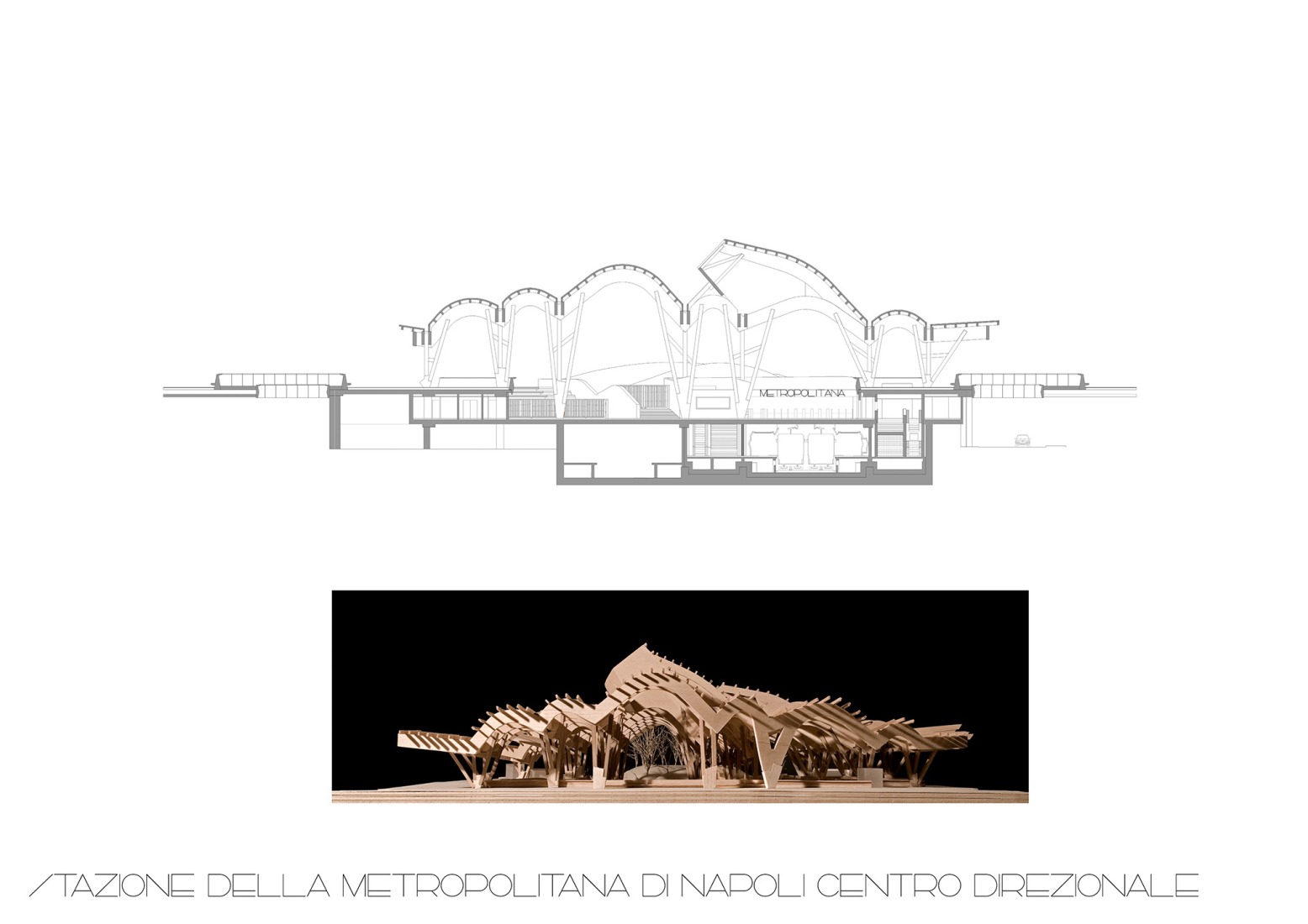 Planimetry / Collage / Model. Centro Direzionale, Naples Underground Central Station by Benedetta Tagliabue - EMBT Architects.