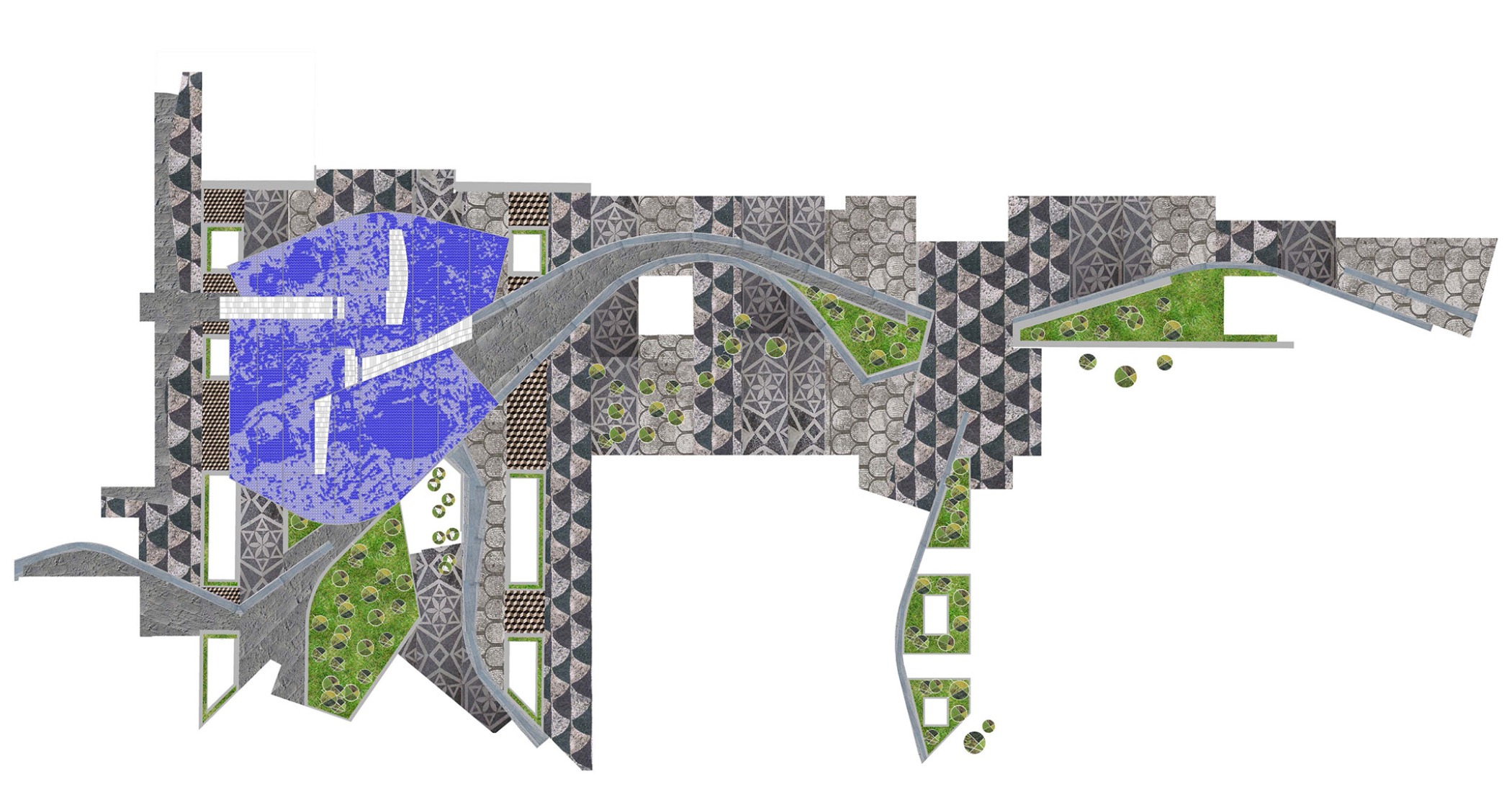 Planimetry / Collage / Model. Centro Direzionale, Naples Underground Central Station by Benedetta Tagliabue - EMBT Architects.
