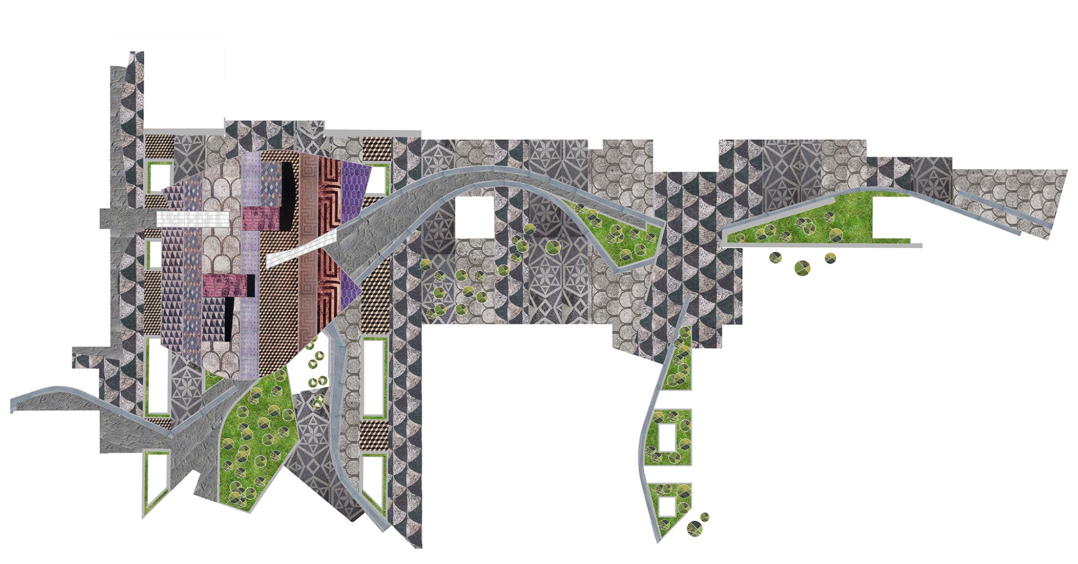 Planimetry / Collage / Model. Centro Direzionale, Naples Underground Central Station by Benedetta Tagliabue - EMBT Architects.