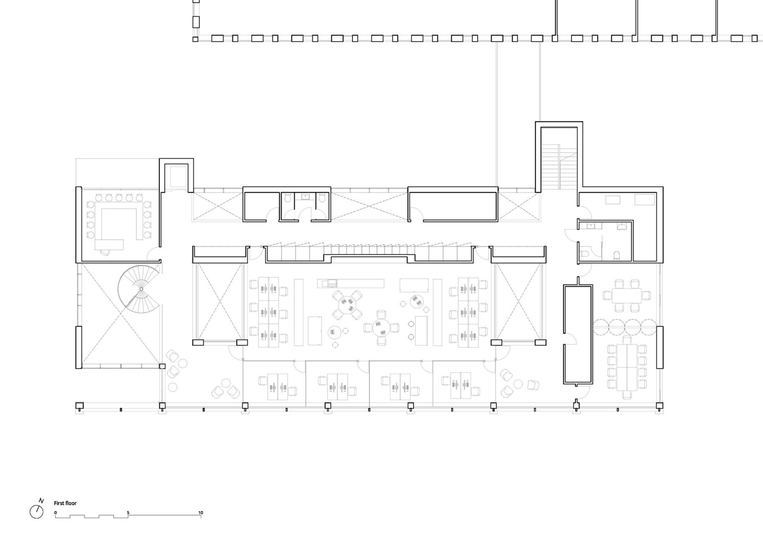 First floor plan. Expansion of the Technology-Based Business Center by VIRA arquitectura.