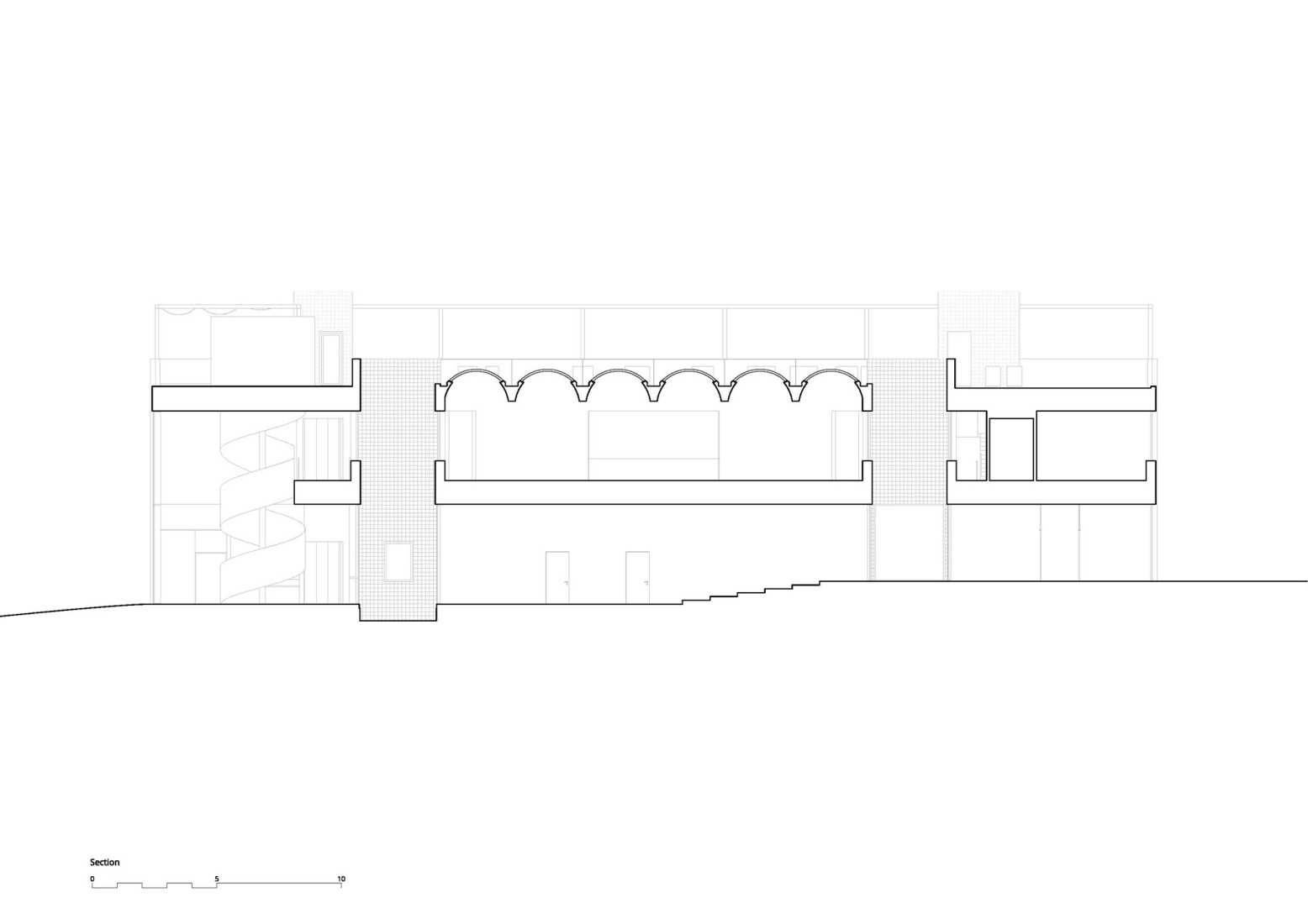 Section. Expansion of the Technology-Based Business Center by VIRA arquitectura. 