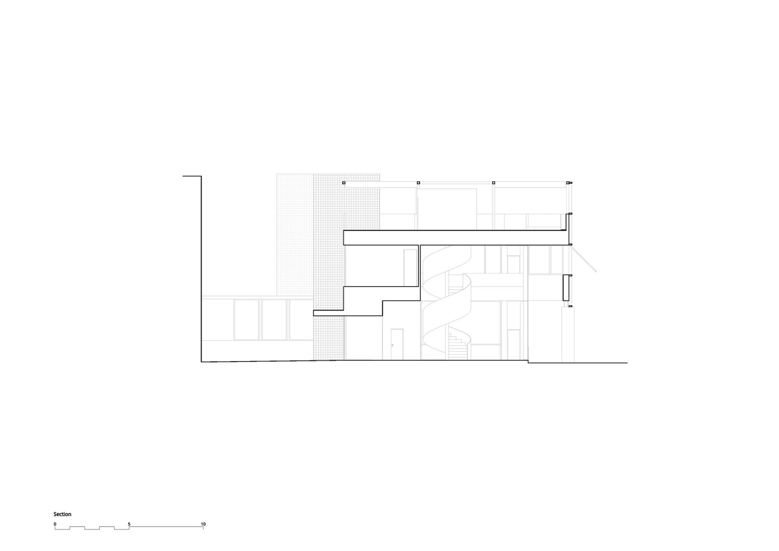 Section. Expansion of the Technology-Based Business Center by VIRA arquitectura. 