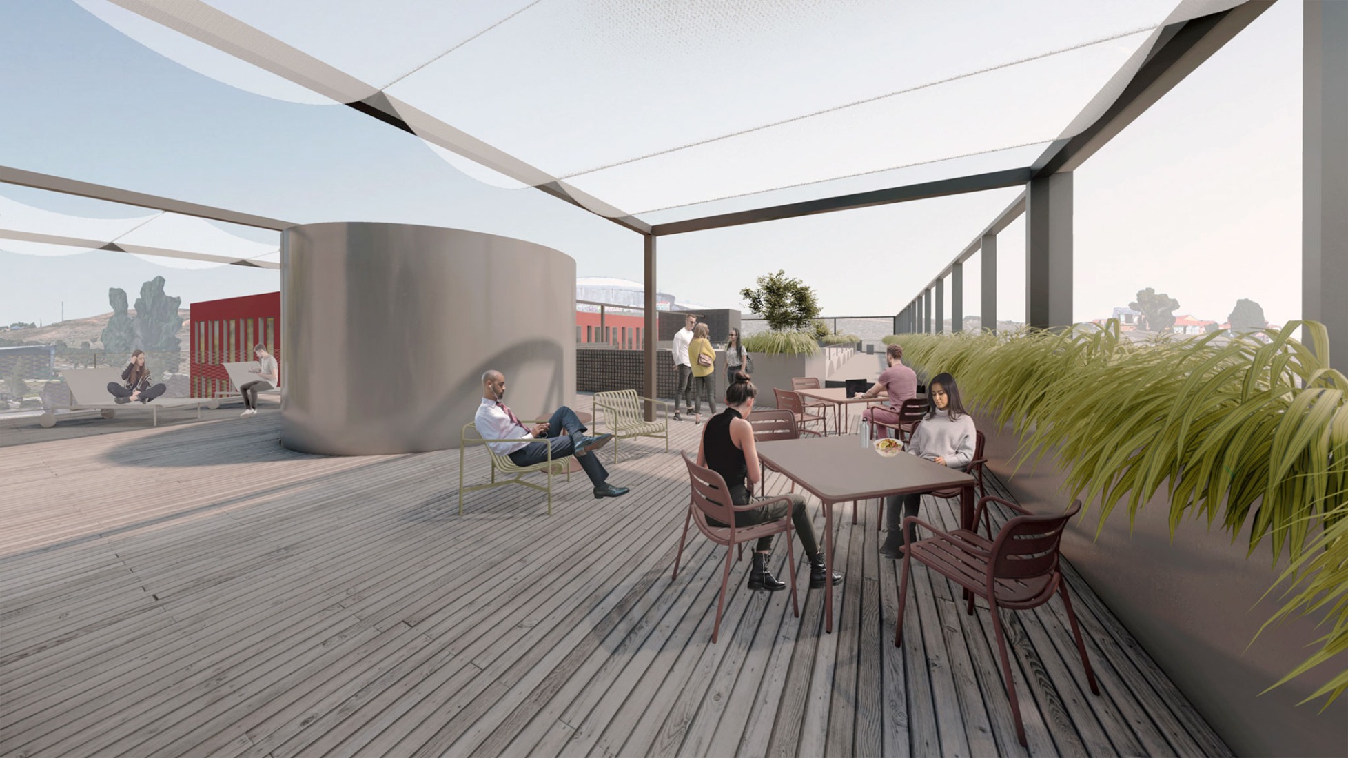 Rendering. Expansion of the Technology-Based Business Center by VIRA arquitectura.