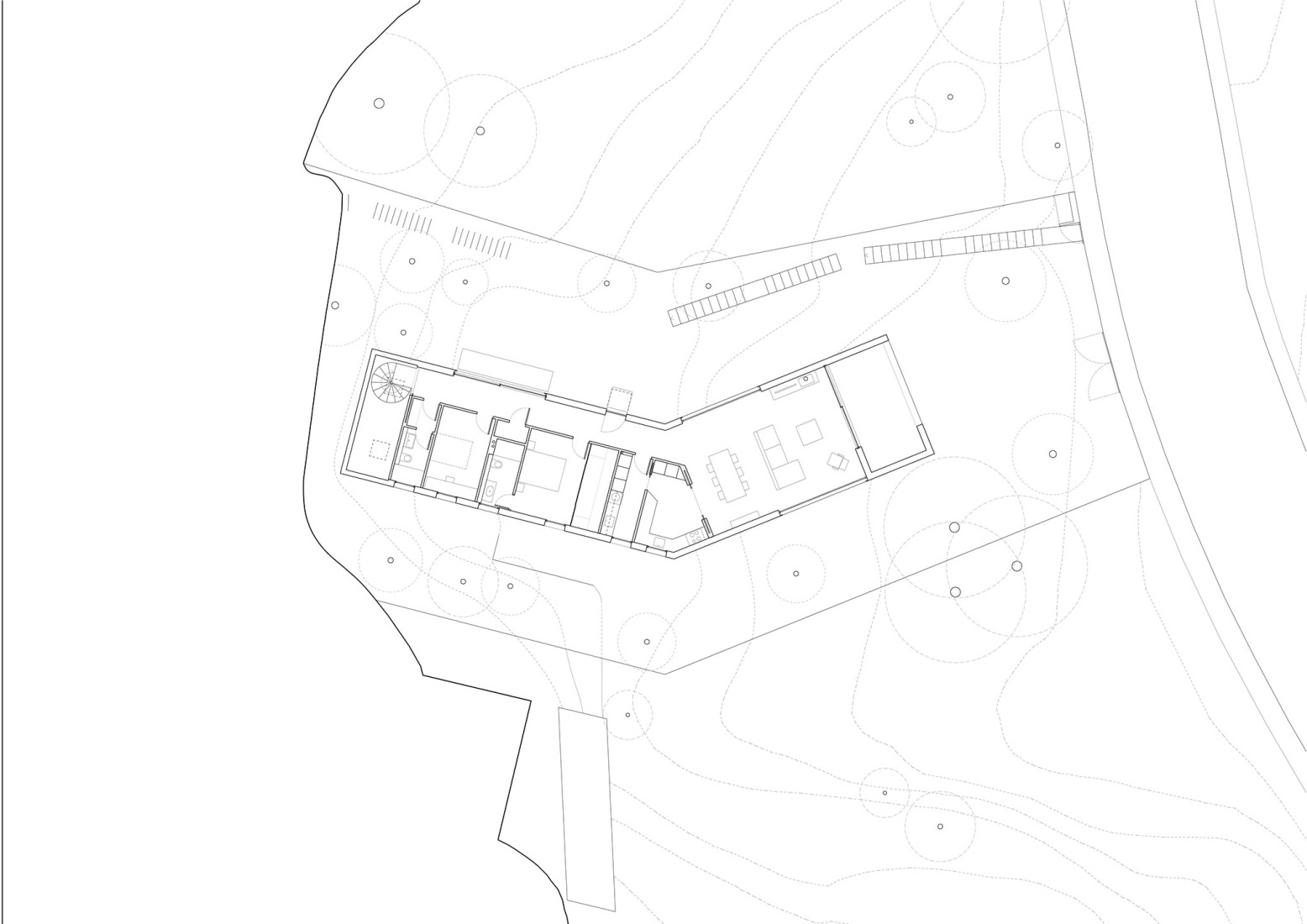 Ground floor plan. Casa 144º by Jaime Prous Architects and Pineda Monedero.