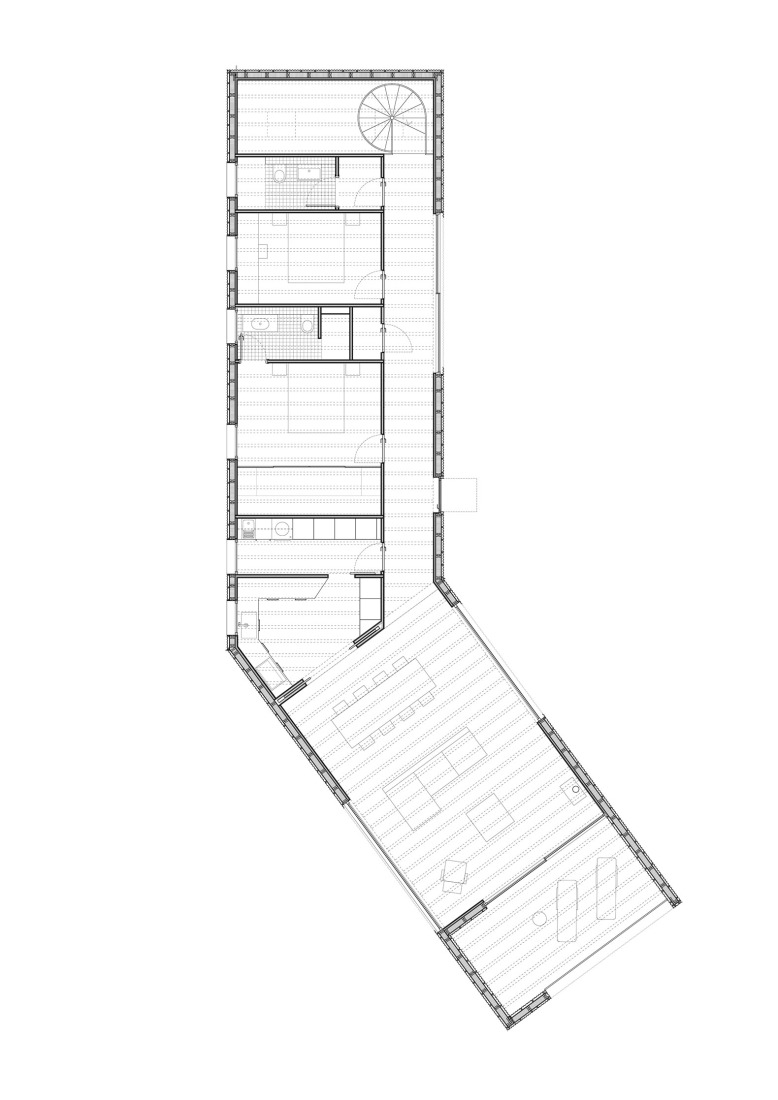 Detailed ground floor plan. Casa 144º by Jaime Prous Architects and Pineda Monedero.