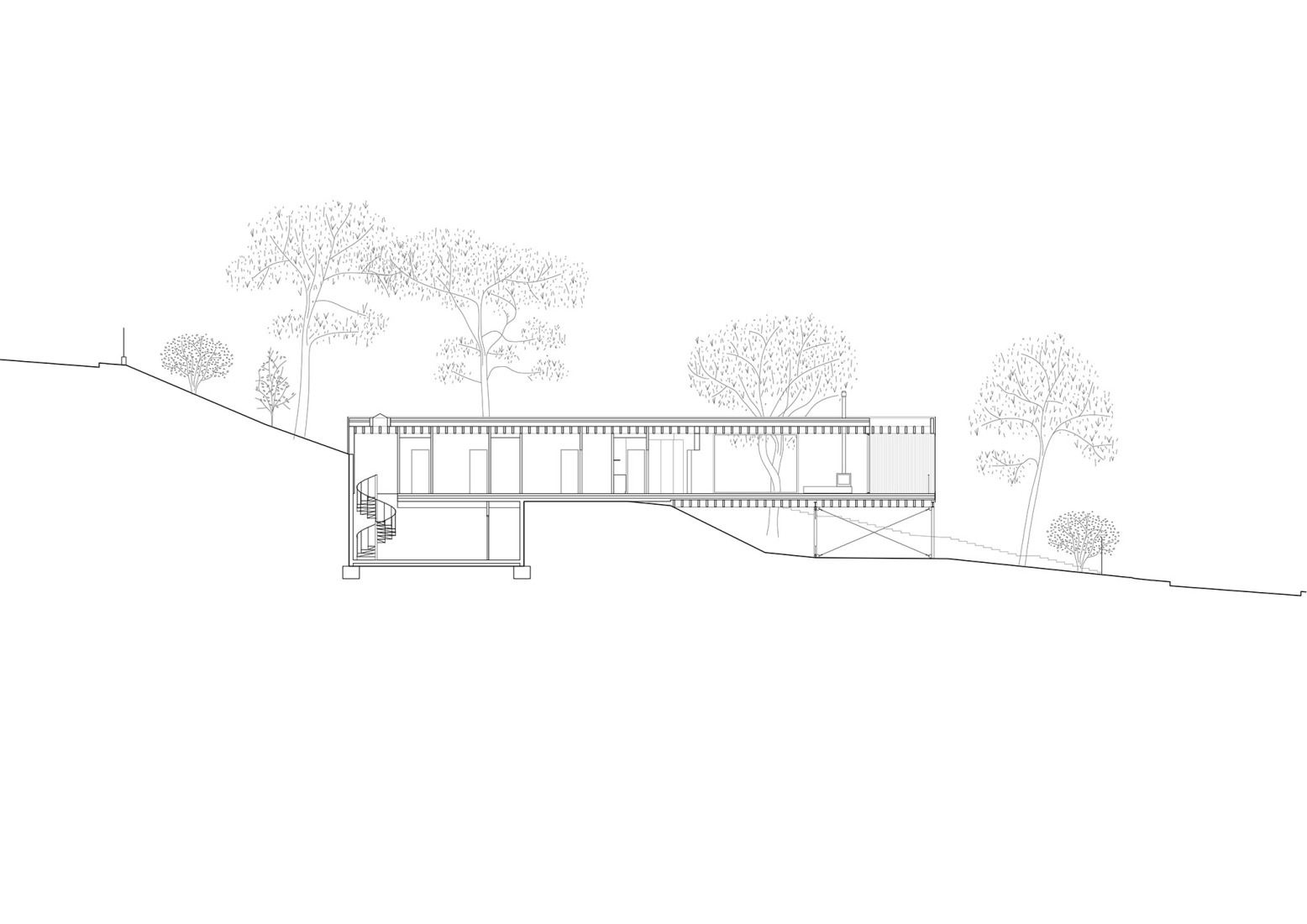 Section. Casa 144º by Jaime Prous Architects and Pineda Monedero.