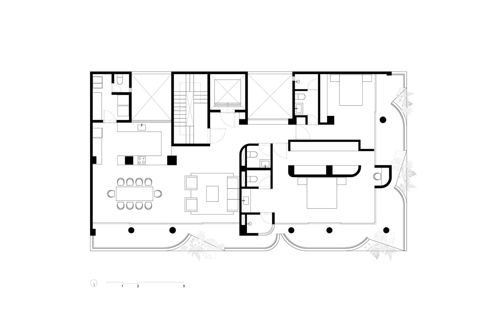 Second floor plan. C294 Apartments by Michan Architecture.