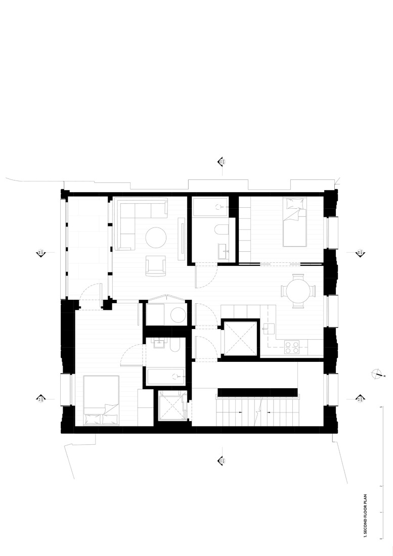 Plano de segunda planta. Trace por Bureau de Change. 