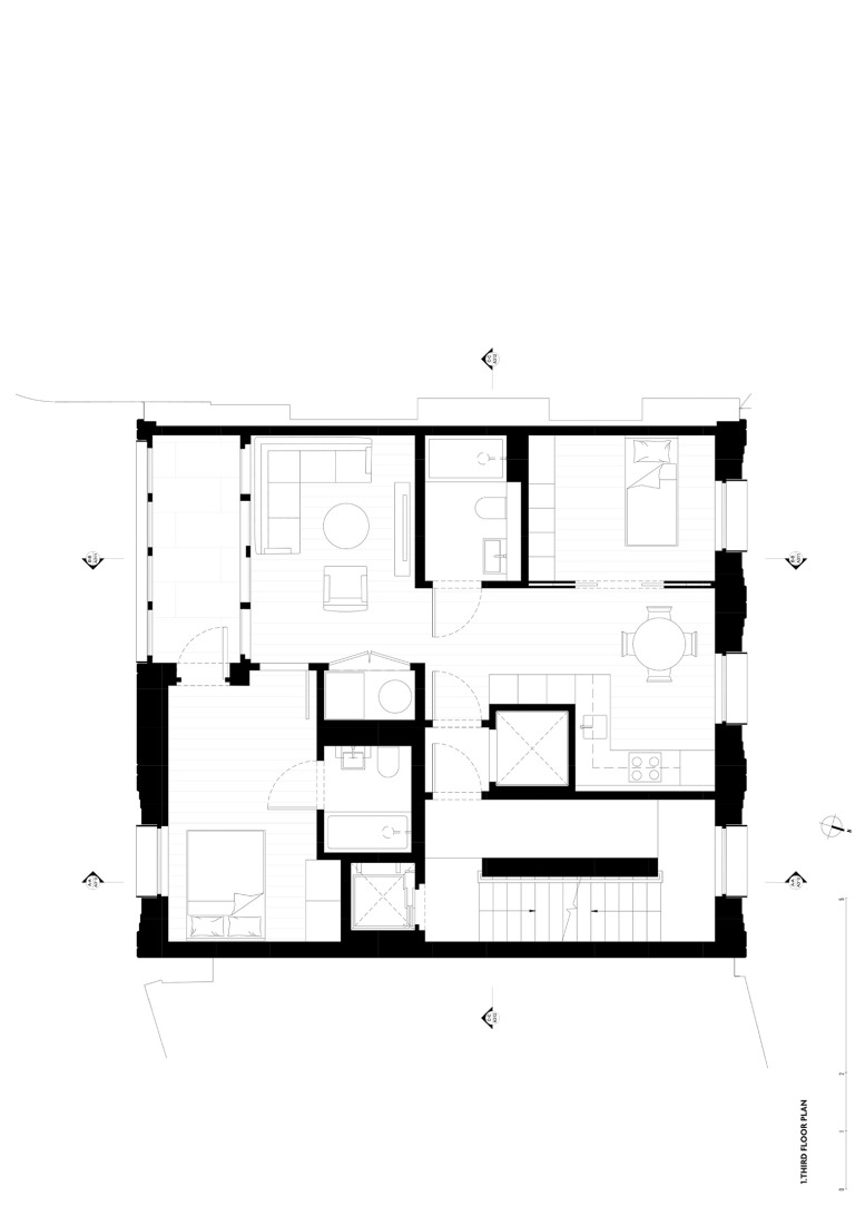 Plano de tercera planta. Trace por Bureau de Change.
