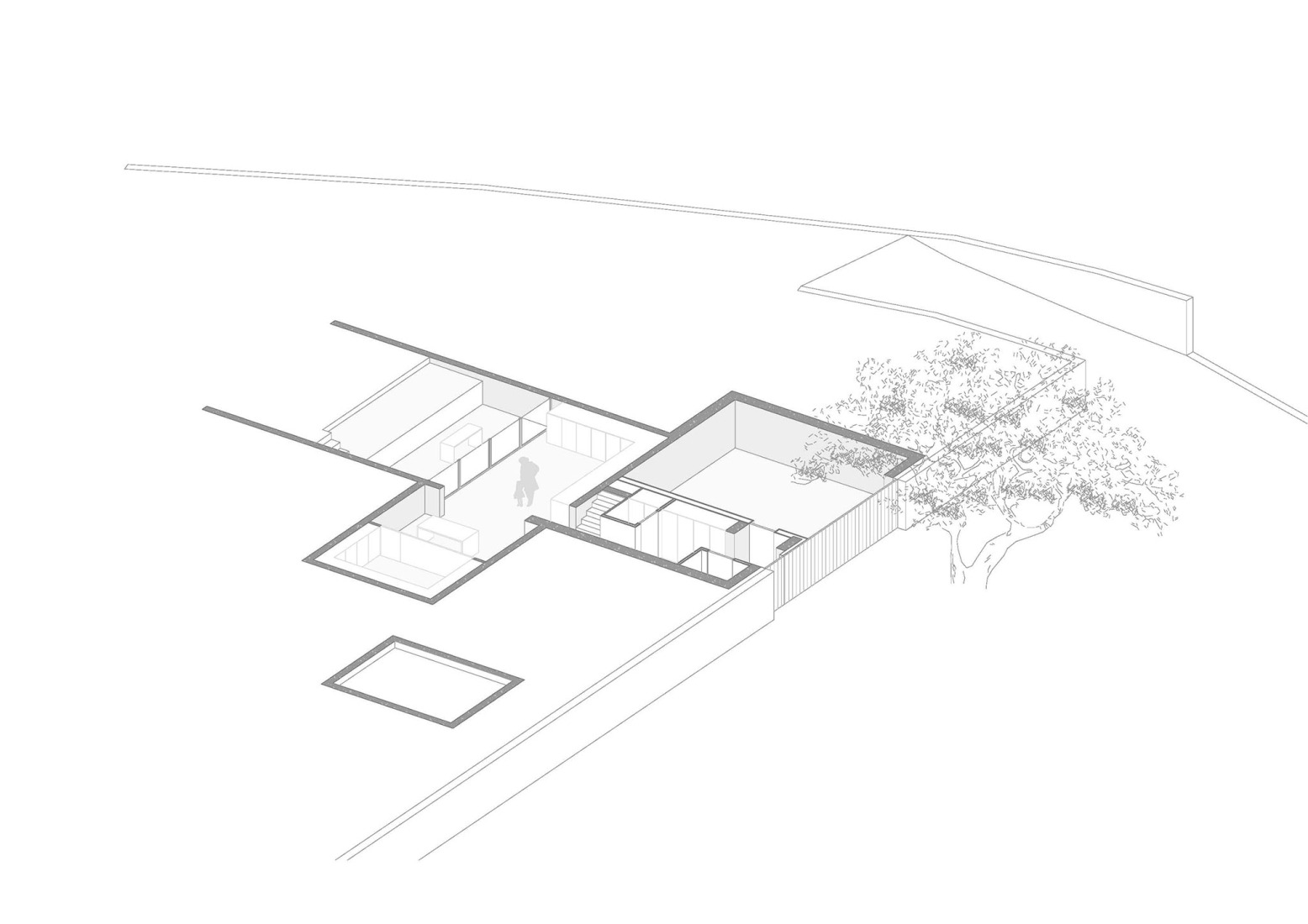 Axonometría. Casa Saiar por Castroferro Arquitectura.