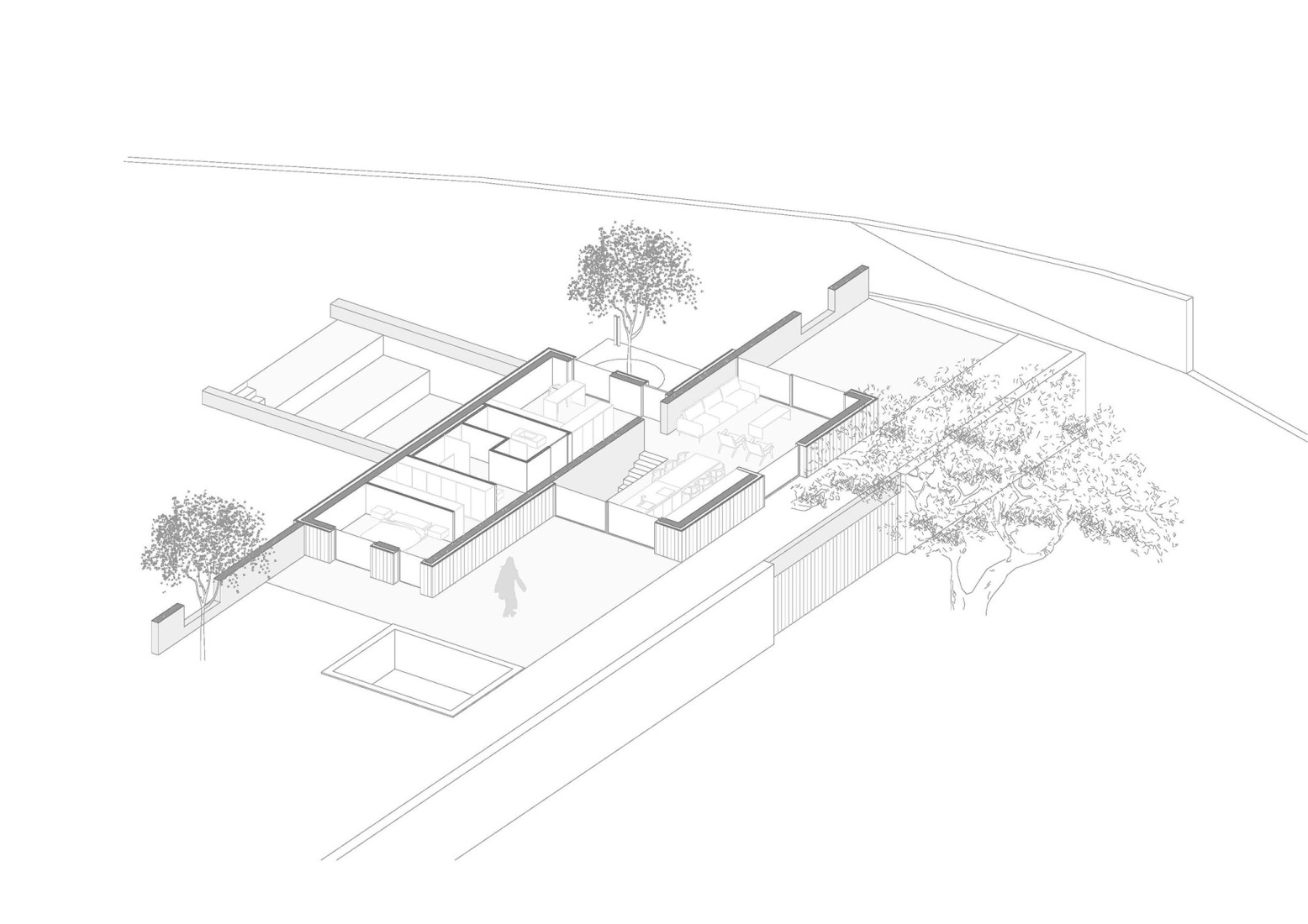 Axonometría. Casa Saiar por Castroferro Arquitectura.