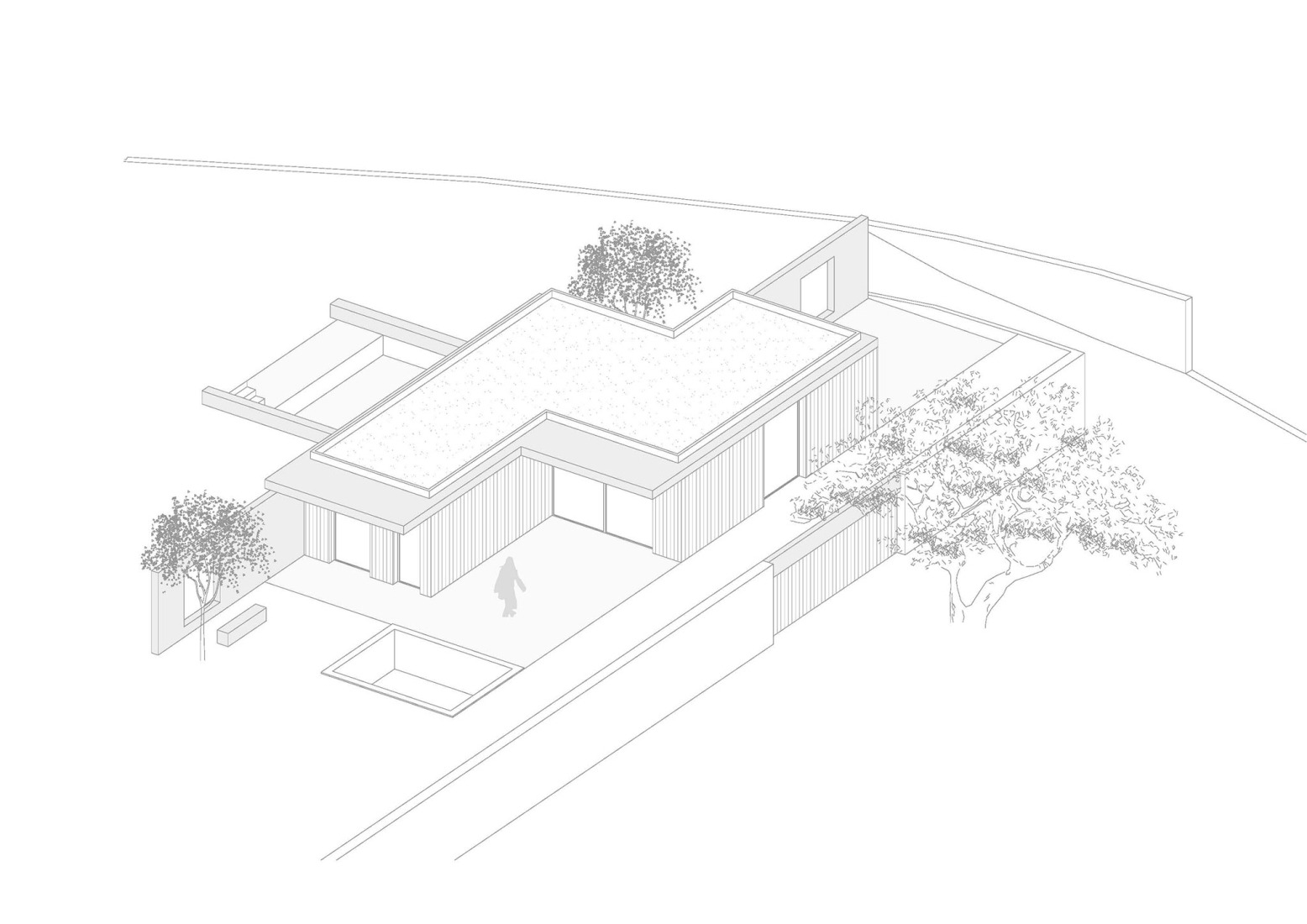 Axonometría. Casa Saiar por Castroferro Arquitectura.