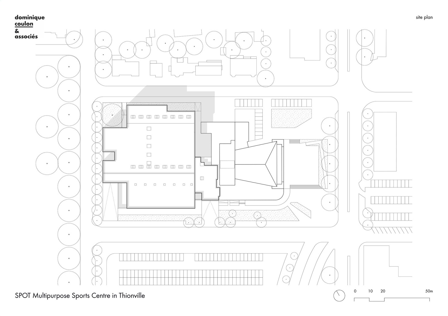 Site plan. SPOT Multipurpose Sports Centre in Thionville by Dominique Coulon & associés.