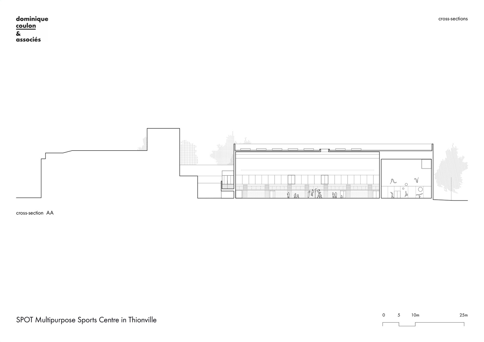 Section. SPOT Multipurpose Sports Centre in Thionville by Dominique Coulon & associés. 