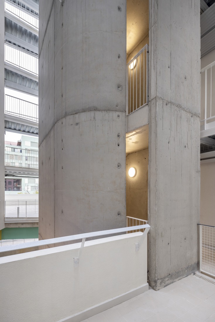 SB Building. 110 affordable rental apartments, complementary spaces, and commercial premises by EMBA. Photography by Oriol Gómez.