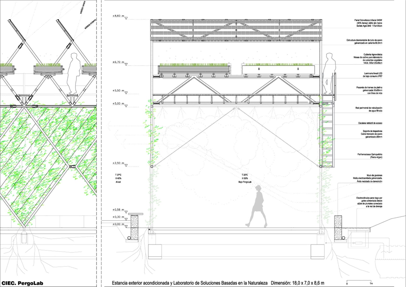 Constructive detail. Circulating Garden for the CIEC by gaSSz arquitectos.