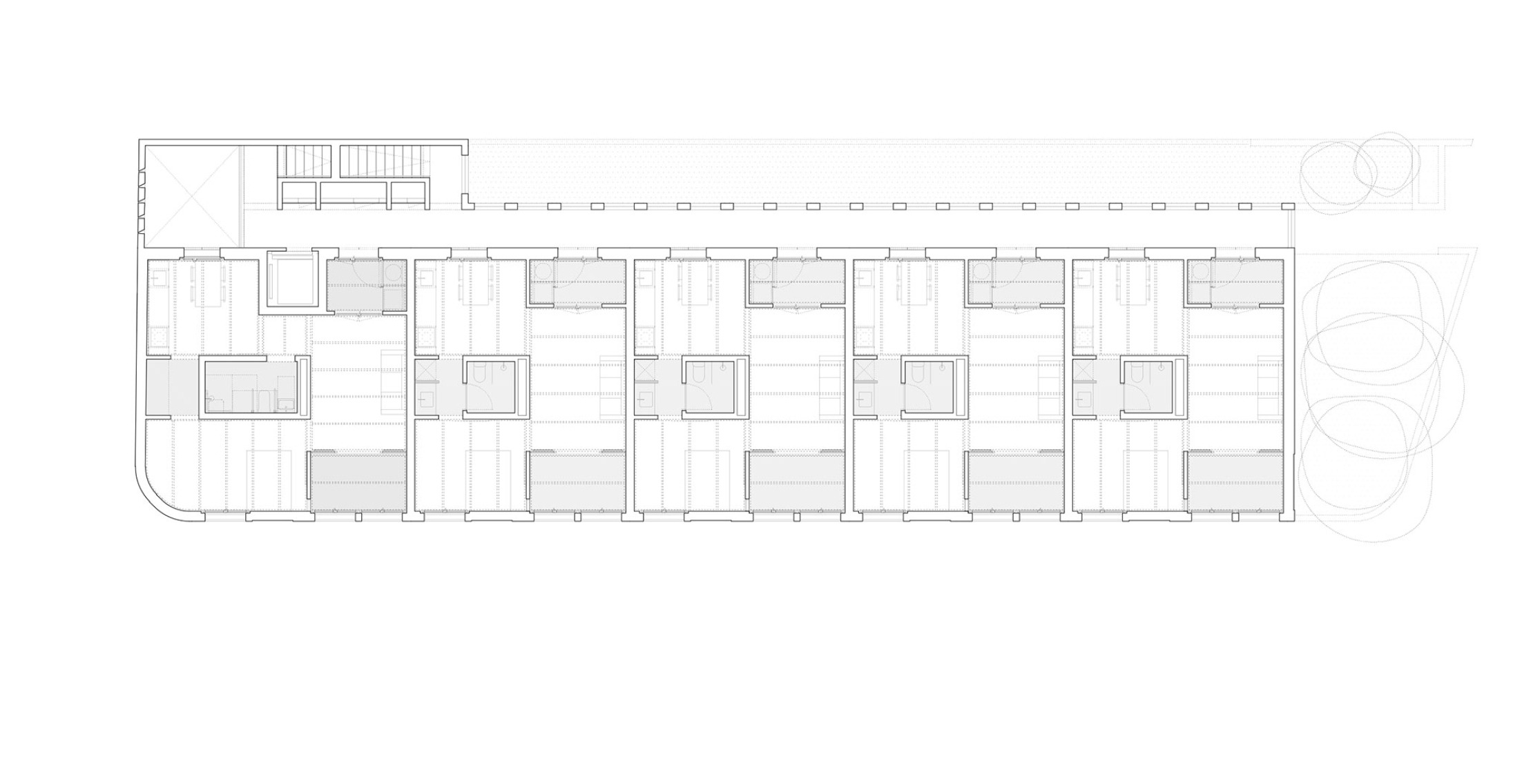 First floor plan. "10 VPP" by Javier Gavín + Juan Moreno + Siddartha Rodrigo + DATAAE.