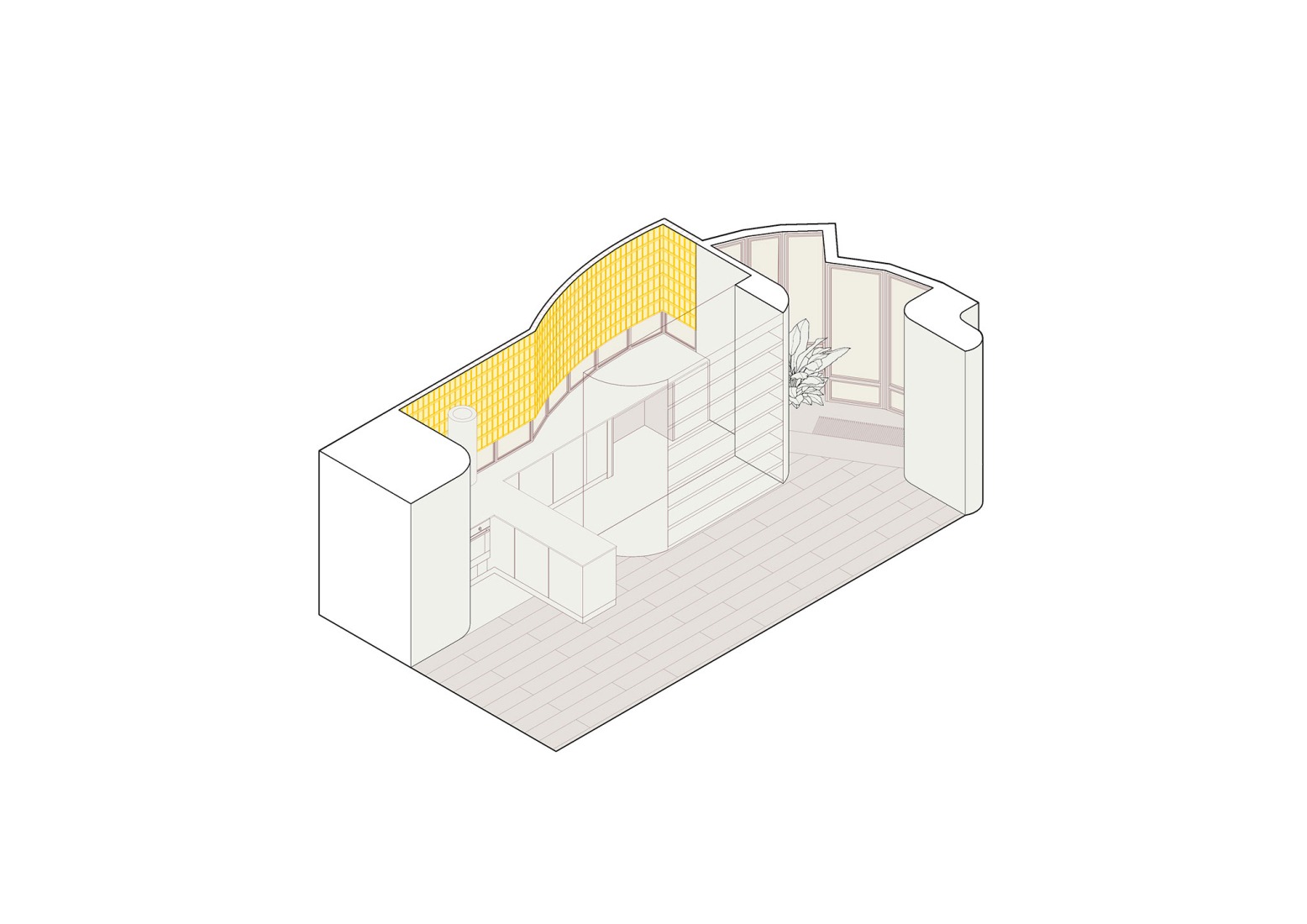 Kitchen axonometric. Renovation in "Torres Blancas" by CSO.