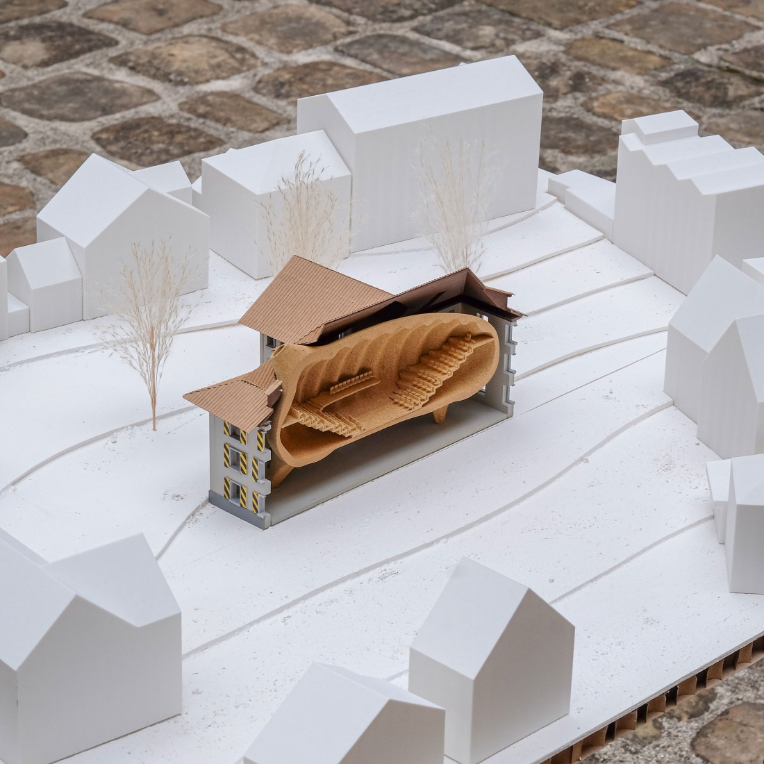 Model. Altdorf Concert Hall por Shigeru Ban Architects.