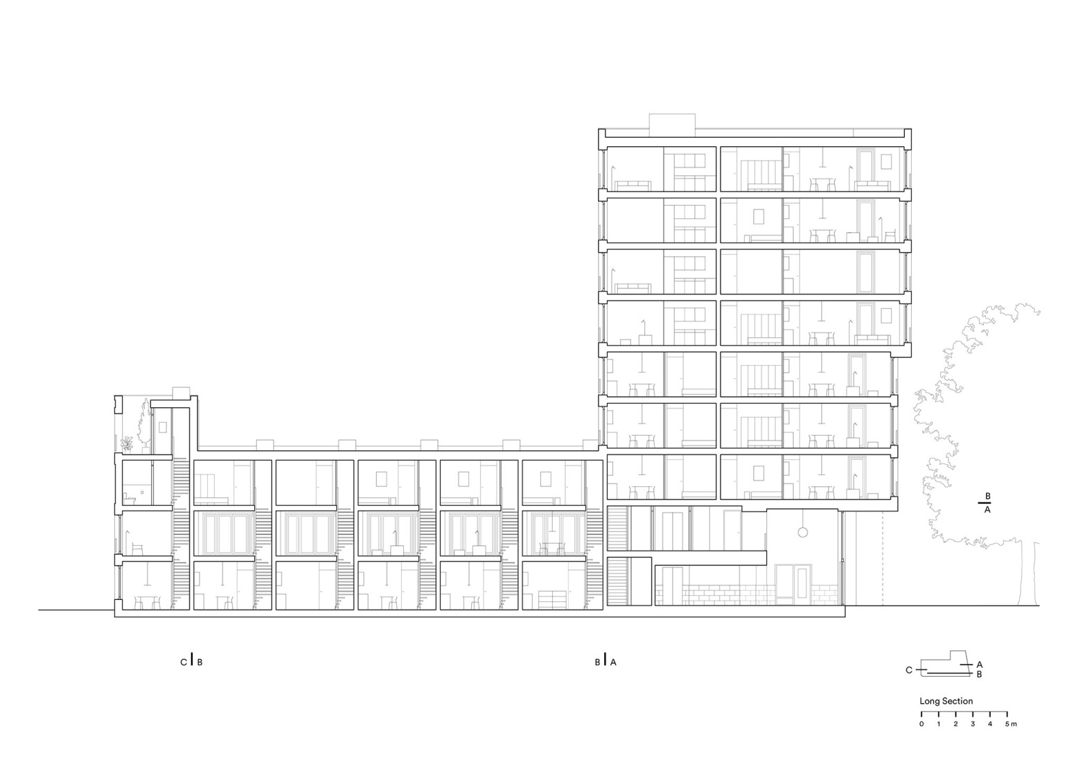 Section. "De Hartenrust" by van Bergen Kolpa Architects.