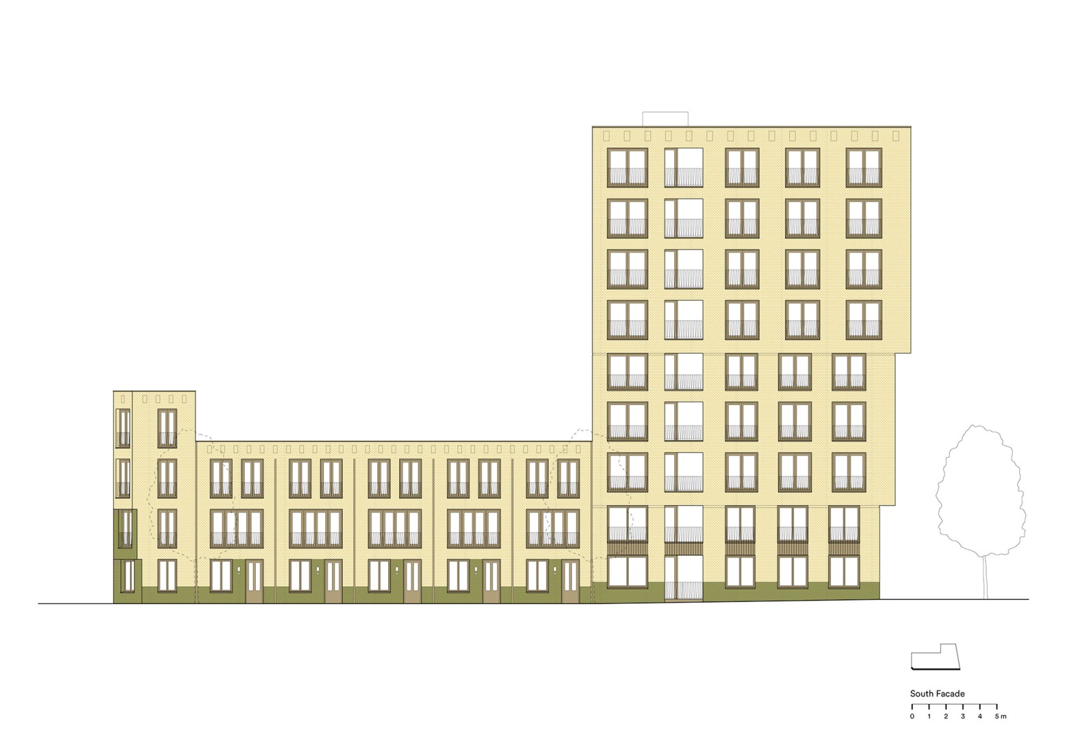 Elevation. "De Hartenrust" by van Bergen Kolpa Architects. 