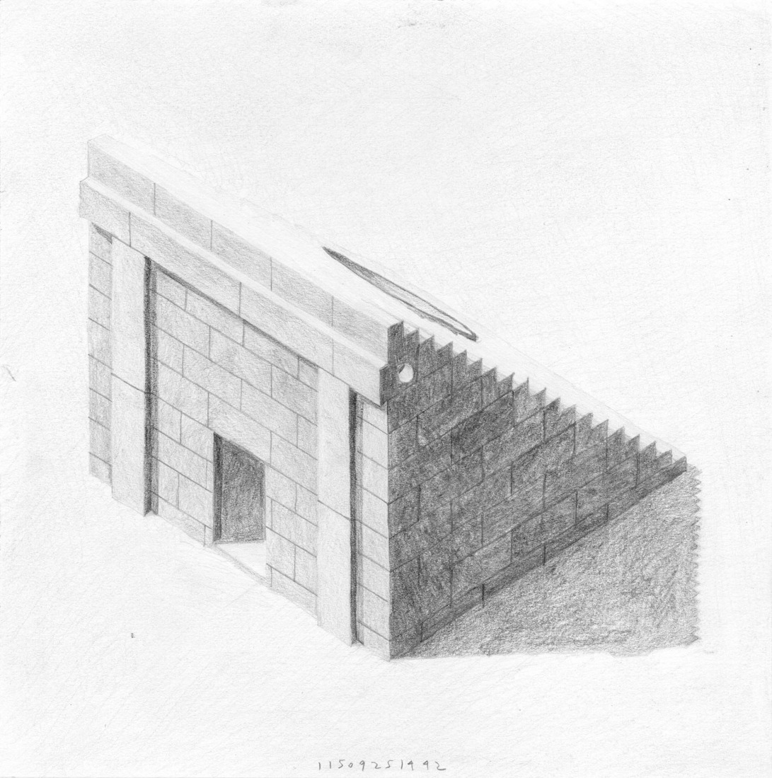 Pencil perspective. MIEL Pavilion by Pezo von Ellrichshausen. 
