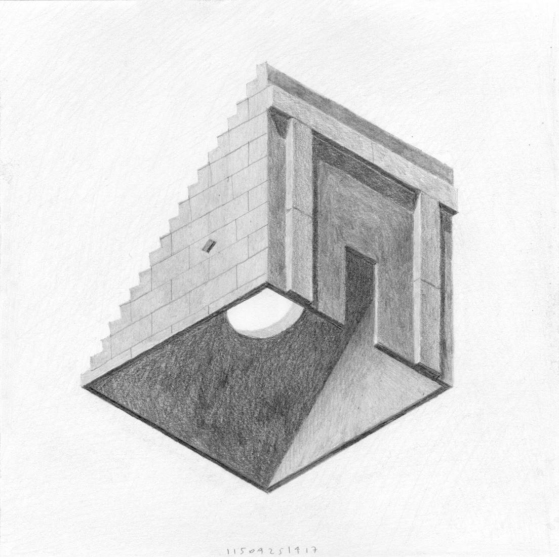 Pencil perspective. MIEL Pavilion by Pezo von Ellrichshausen. 