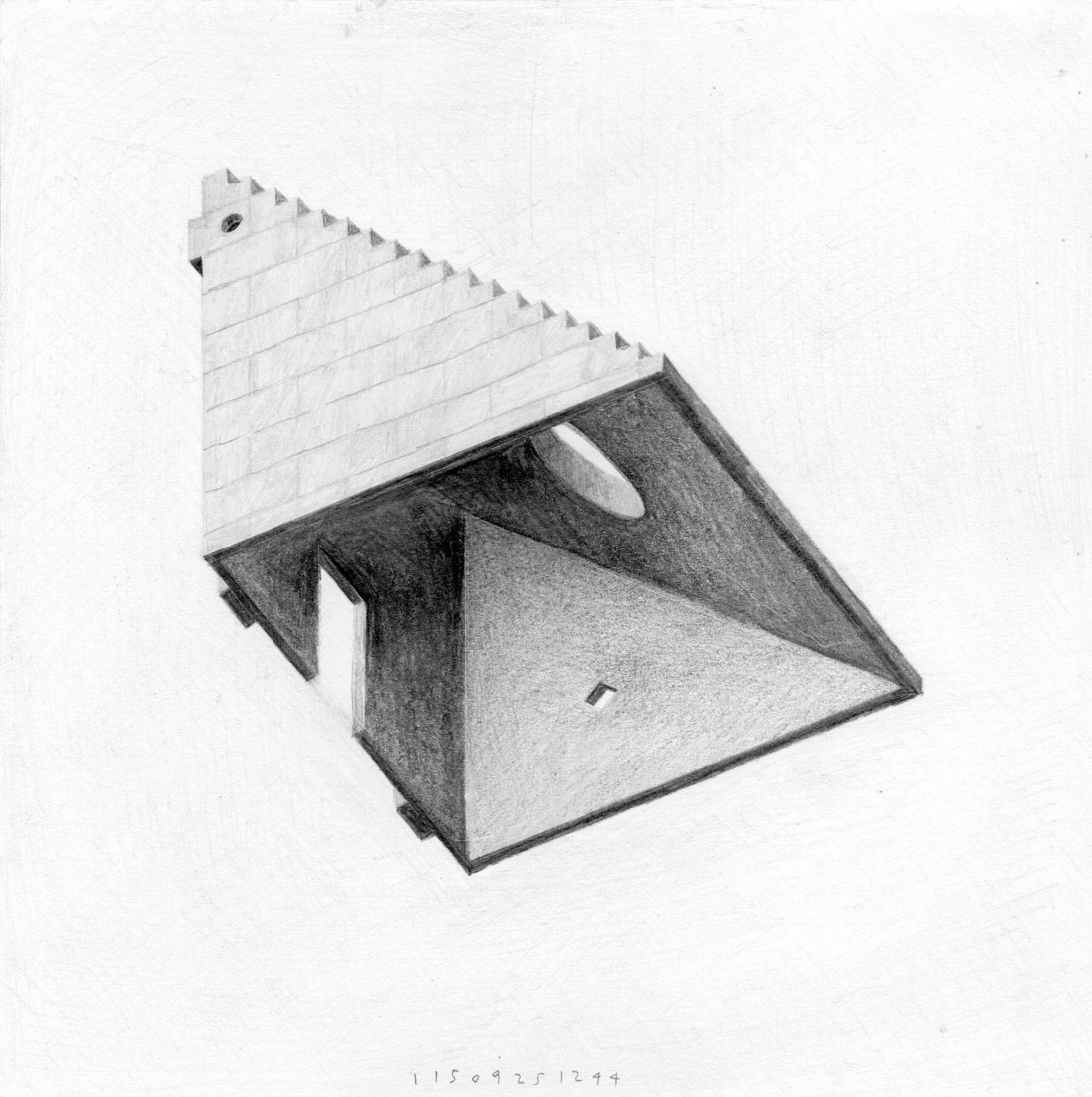 Pencil perspective. MIEL Pavilion by Pezo von Ellrichshausen. 