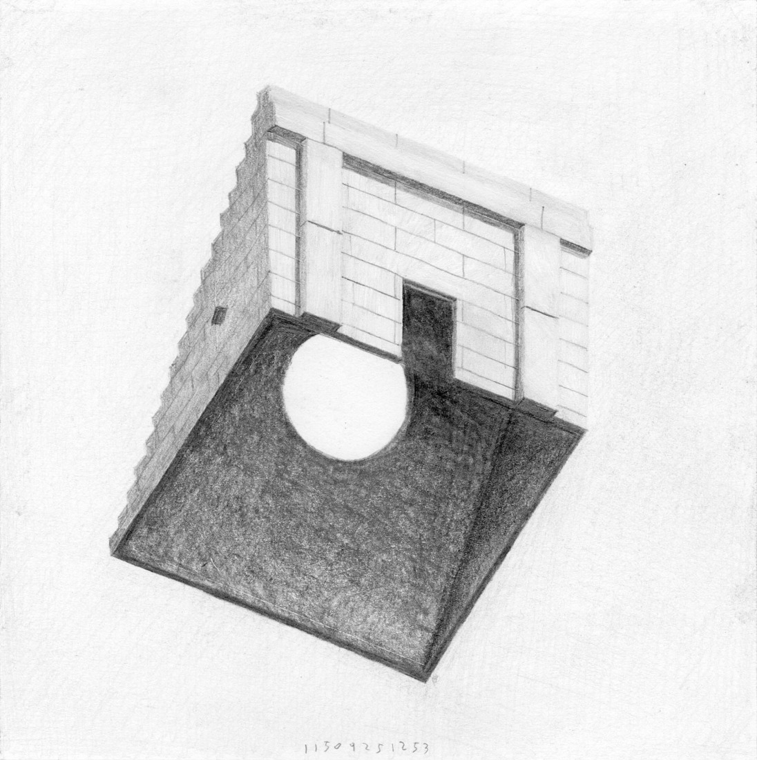 Pencil perspective. MIEL Pavilion by Pezo von Ellrichshausen. 