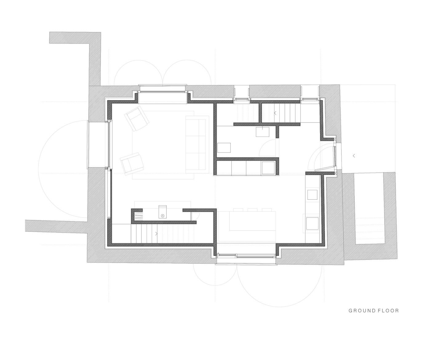Ground floor plan. "Casa Mínima" by Estudio Mínima.