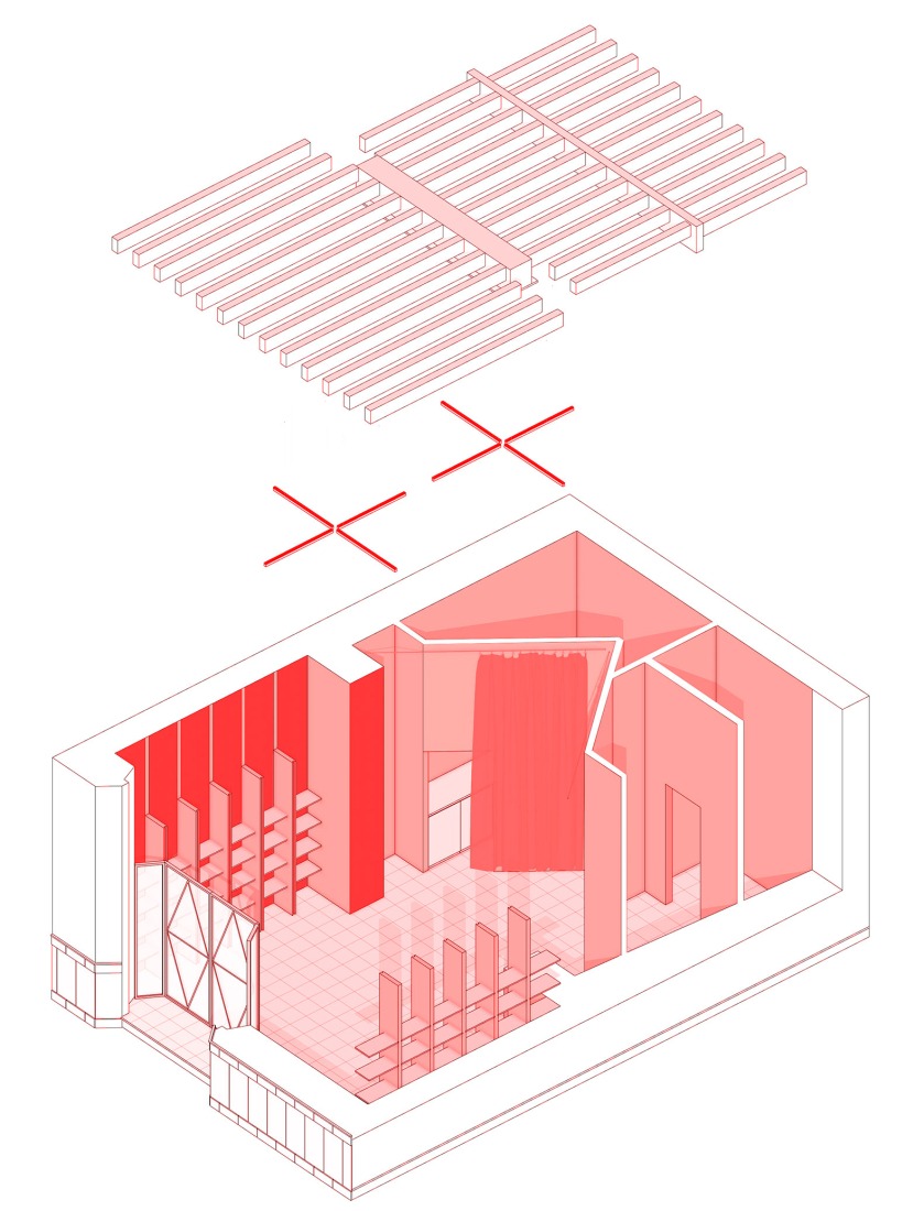 Axonometry. Vinoteca Z13 by ALFADA Estudio.