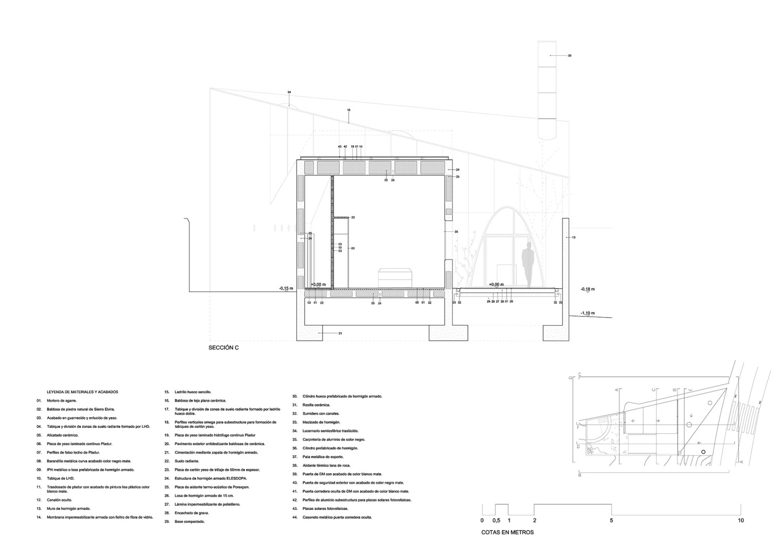 Constructive section. Bobadilla House by Álvaro Gor.